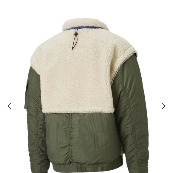 Puma x Attempt Sherpa Bomber Zip Up Olive Beige Mens Jacket 598257 75 - Picture 3 of 11